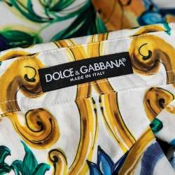 مملوكة مسبقًا قميص دولتشي أند غابانا قطن متعدد الألوان طباعة مايوليكا بأزرار أمامية مقاس وسط - ميديوم