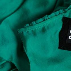 Pre Owned Dolce & Gabbana Green Silk Tie Detail Ruffled Sleeveless Top S