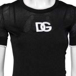 Pre Owned Dolce & Gabbana Black Logo Embroidered Knit Sweater S
