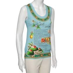 Pre Owned Dolce & Gabbana Blue Cotton La Cassata Siciliana Tank Top S