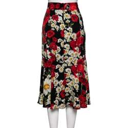 Pre Owned Dolce & Gabbana Multicolored Floral Printed Silk Midi Skirt L