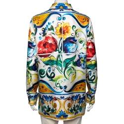 Pre Owned Dolce & Gabbana Multicolored Majolica Printed Silk Button Front Pajama Shirt M