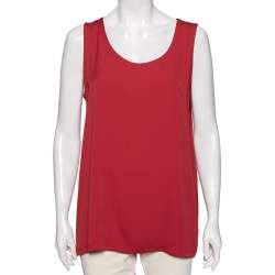Pre Owned Dolce & Gabbana Red Silk Sleeveless Top M