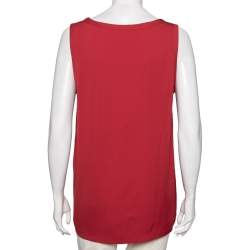 Pre Owned Dolce & Gabbana Red Silk Sleeveless Top M