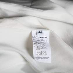Dolce & Gabbana Navy Blue & White Striped Crepe Double Breasted Coat M