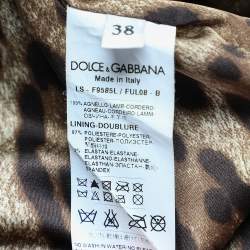 Pre Owned Dolce & Gabbana Brown Leather Zip Front Cropped Jacket S
