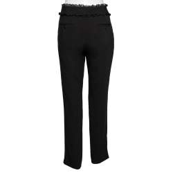 Pre Owned Dolce & Gabbana Black Rayon Blend Ruffle Detail Waist Trousers M
