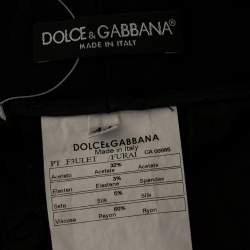 Pre Owned Dolce & Gabbana Black Rayon Blend Ruffle Detail Waist Trousers M