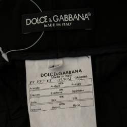 Pre Owned Dolce & Gabbana Black Rayon Blend Ruffle Detail Waist Trousers M