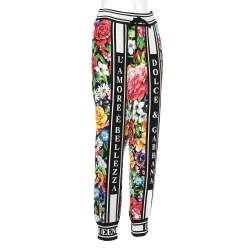 Pre Owned Dolce & Gabbana Multicolor Floral Printed Crepe & Knit Trim Joggers S