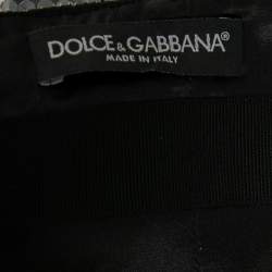 Pre Owned Dolce & Gabbana Silver Pleated Sequin Mini Skirt L