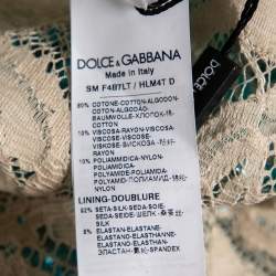 Pre Owned Dolce & Gabbana Metallic Blue Floral Lace Mini Skirt L