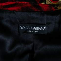 Pre Owned Dolce & Gabbana Multicolor Floral Print Velvet Double Breasted Blazer M