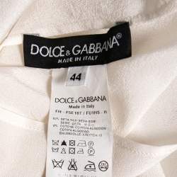 Pre Owned Dolce & Gabbana White Silk Lace Detailed Neck Top M