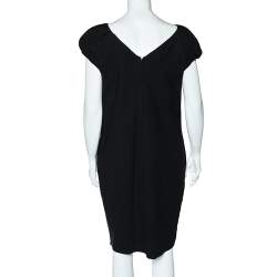 Dolce & Gabbana Black Wool Crepe Pleated Sleeve Midi Dress M