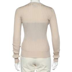 Pre Owned Dolce & Gabbana Beige Rib Knit Button Front Cardigan S