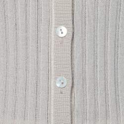 Pre Owned Dolce & Gabbana Beige Rib Knit Button Front Cardigan S