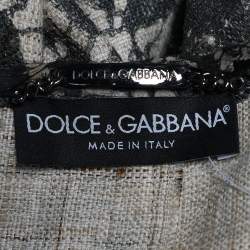 Pre Owned Dolce & Gabbana Beige Printed Textured Silk Button Front Jacket L