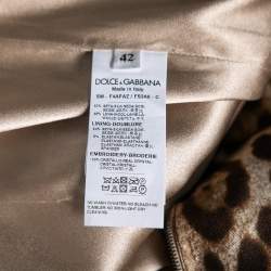 Pre Owned Dolce & Gabbana Brown Leopard Printed Silk Crystal Embellished Mini Skirt M