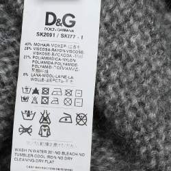 Pre Owned D&G Grey and Black Striped Lace & Knit Cardigan L