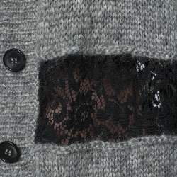 Pre Owned D&G Grey and Black Striped Lace & Knit Cardigan L
