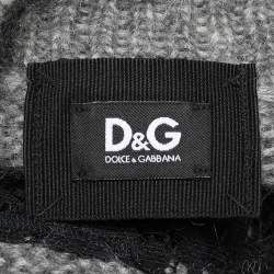 Pre Owned D&G Grey and Black Striped Lace & Knit Cardigan L