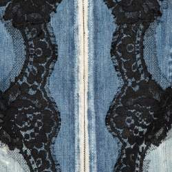 Pre Owned Dolce & Gabbana Blue Denim Lace Detailed Jacket S