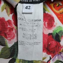 Pre Owned Dolce & Gabbana Multicolor Carretto Roses Printed Silk Top M