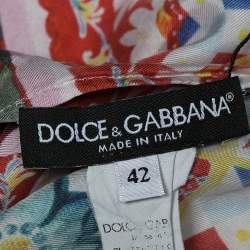 Pre Owned Dolce & Gabbana Multicolor Carretto Roses Printed Silk Top M