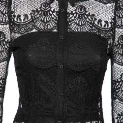 Pre Owned Dolce & Gabbana Black Lace Full Sleeve Shirt S