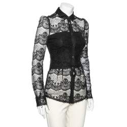 Pre Owned Dolce & Gabbana Black Lace Full Sleeve Shirt S