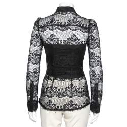 Pre Owned Dolce & Gabbana Black Lace Full Sleeve Shirt S