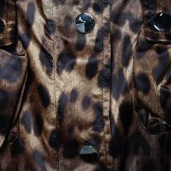 Pre Owned Dolce & Gabbana Brown Leopard Print Synthetic Belted Jacket L