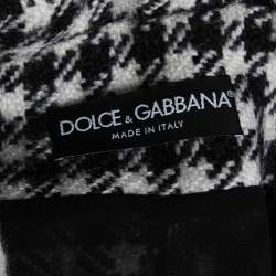 Pre Owned Dolce & Gabbana Monochrome Patterned Wool Floral Appliqued Cape S