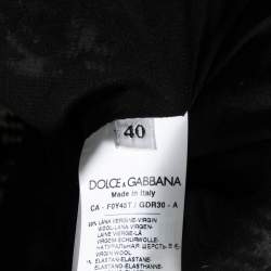 Pre Owned Dolce & Gabbana Monochrome Patterned Wool Floral Appliqued Cape S