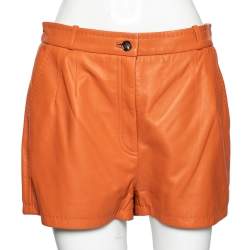 مملوكة مسبقًا Dolce & Gabbana Orange Lambskin Leather Shorts L