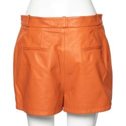مملوكة مسبقًا Dolce & Gabbana Orange Lambskin Leather Shorts L