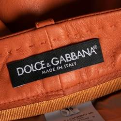مملوكة مسبقًا Dolce & Gabbana Orange Lambskin Leather Shorts L
