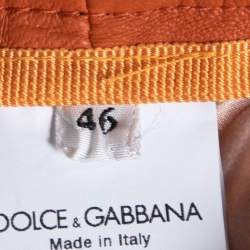 مملوكة مسبقًا Dolce & Gabbana Orange Lambskin Leather Shorts L