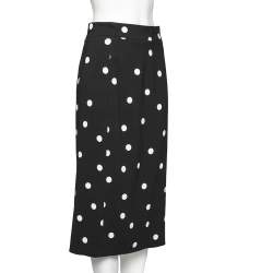 Pre Owned Dolce & Gabbana Black Polka Dotted Crepe Pencil Skirt M