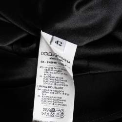 Pre Owned Dolce & Gabbana Black Polka Dotted Crepe Pencil Skirt M