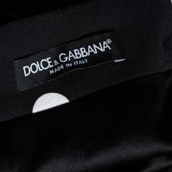 Pre Owned Dolce & Gabbana Black Polka Dotted Crepe Pencil Skirt M