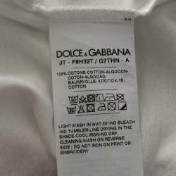 Pre Owned Dolce & Gabbana White Cotton Flocked Logo Detailed T-Shirt M