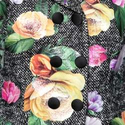 Pre Owned Dolce & Gabbana Monochrome Knit Floral Laser Cut Jacket M