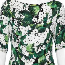 Pre Owned Dolce & Gabbana Exclusive Green Hydrangea Printed Silk Top L