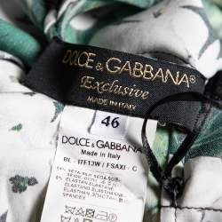 Pre Owned Dolce & Gabbana Exclusive Green Hydrangea Printed Silk Top L
