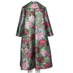 Pre Owned Dolce & Gabbana Multicolored Floral Lurex Brocade Flared Coat M