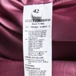 Pre Owned Dolce & Gabbana Multicolored Floral Lurex Brocade Flared Coat M