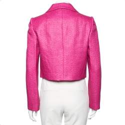Pre Owned Dolce & Gabbana Pink Synthetic Double Breasted Cropped Blazer M