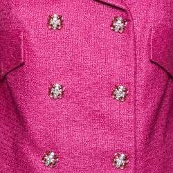 Pre Owned Dolce & Gabbana Pink Synthetic Double Breasted Cropped Blazer M